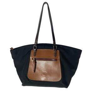 DOONEY & BOURKE XL Black Nylon/Brown Leather/Nylon Bowler Tote